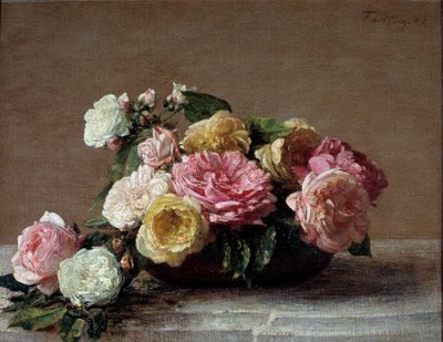Rosor i en kopp målning av Henri Fantin Latour (Fantin-Latour av Ignace Henri Jean Fantin Latour