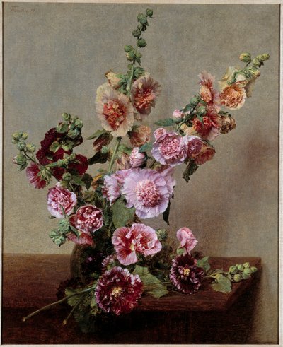 Roses tremieres Målning av Henri Fantin Latour (Fantin-Latour av Ignace Henri Jean Fantin Latour