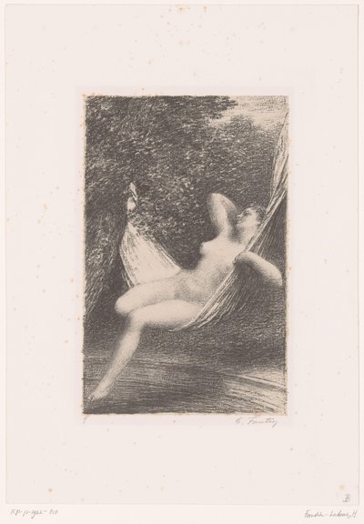 Sara vaggar naken i en hängmatta över vattnet Sara la Baigneuse Hector Berlioz liv och verk (serietitel) av Ignace Henri Jean Fantin Latour