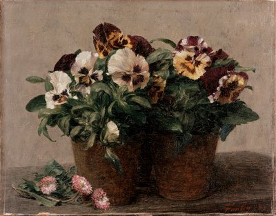 Stilleben: Penséer och tusenskönor, 1880 av Ignace Henri Jean Fantin Latour