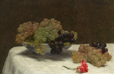 Stilleben med vindruvor och en nejlika av Ignace Henri Jean Fantin Latour