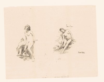 Studieblad med två nakna kvinnor av Ignace Henri Jean Fantin Latour