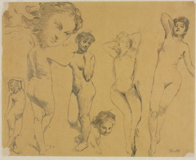 Studier av kvinnliga nakenbilder av Ignace Henri Jean Fantin Latour