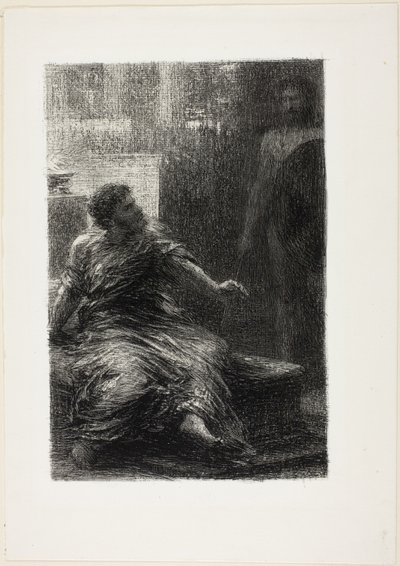 Tillfångatagandet av Troja: Akt III, Hektors uppenbarelse, ur Hector Berlioz opera "Trojas erövring (1855-58)" av Henri Fantin Latour