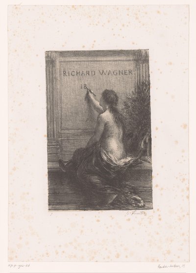 Titeltryck för: Richard Wagner, sa vie et ses œuvres Richard Wagner (titel på objekt) Odödlighet Richard Wagners liv och verk (serietitel) av Ignace Henri Jean Fantin Latour