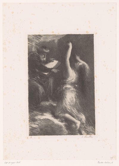 Trollkarlen Klingsor kallar Kundry Parsifal. Akt II. Evocation de Kundry Richard Wagners liv och verk (serietitel) av Ignace Henri Jean Fantin Latour
