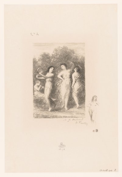 Fyra unga kvinnor dansar och gör musik Le jeune malade Dikter av André Chénier (serietitel) Illustrations pour les Poésies d