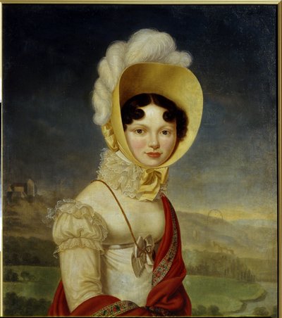 Storhertiginnan Catherine Pavlovna av Ryssland (1788-1819). Målning av Henri Francois Riesener (1767-1828), olja på duk. fransk konst av Henri Francois Riesener