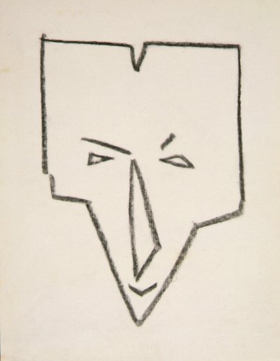Etniskt maskhuvud (svart krita på papper) av Henri Gaudier-Brzeska