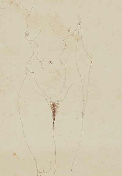 Kvinnlig naken torso (penna och bläck på papper) av Henri Gaudier-Brzeska