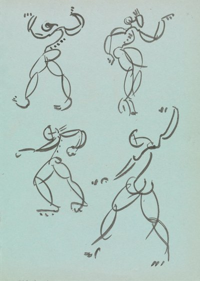 Fyra studier av dansande figurer av Henri Gaudier-Brzeska