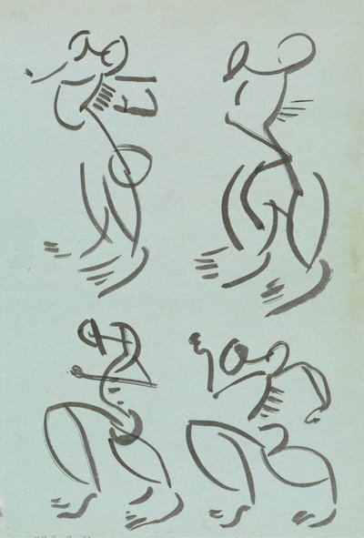 Fyra studier av dansande figurer av Henri Gaudier-Brzeska