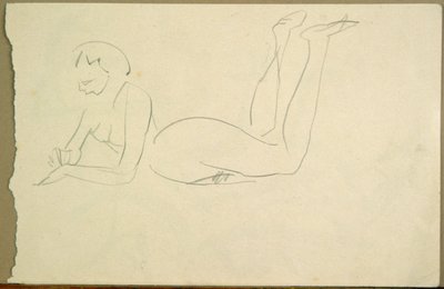 Naken flicka som ligger på golvet (bläck på papper) av Henri Gaudier-Brzeska