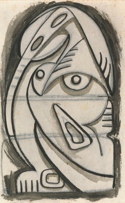 Reliefdesign av en sittande kvinnlig figur av Henri Gaudier-Brzeska