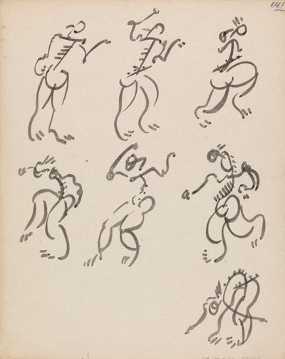 Sju dansande figurer, i tre register av Henri Gaudier Brzeska