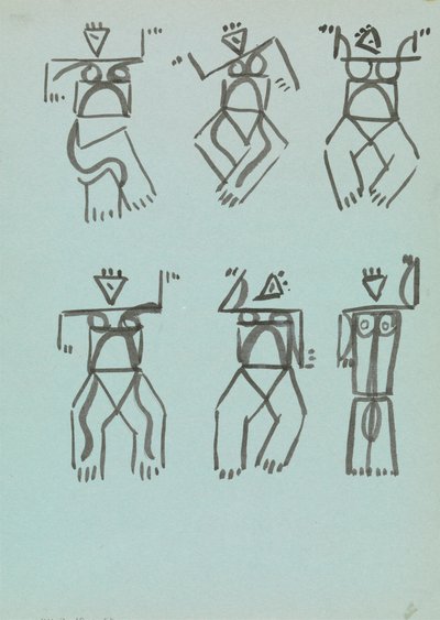 Sex studier av dansande figurer av Henri Gaudier Brzeska