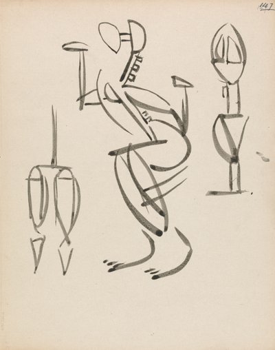 Tre figurstudier av Henri Gaudier-Brzeska