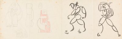 Två dansande figurer och fem studier för en mor- och barngruppering av Henri Gaudier-Brzeska