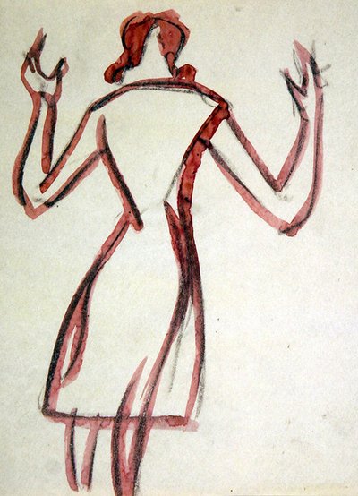 Kvinna bakifrån, armarna höjda av Henri Gaudier-Brzeska