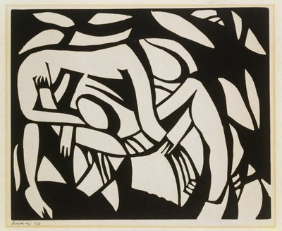 Wrestlers, ca 1914 (linosnitt) av Henri Gaudier-Brzeska