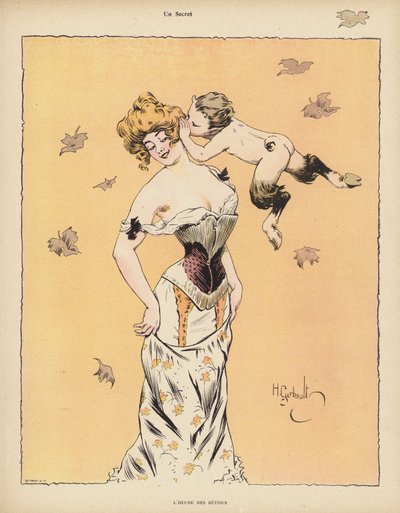 En hemlighet (färg litho) av Henri Gerbault