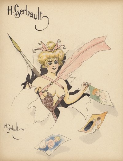 Konst (färg litho) av Henri Gerbault