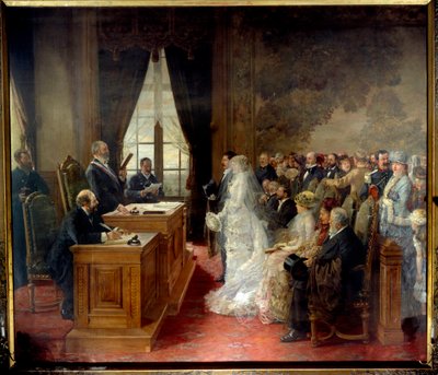 Mathurin Moreaus borgerliga vigsel ägde rum i Paris stadshus 1881. Målning av Henri Gervex (1852-1929) av Henri Gervex