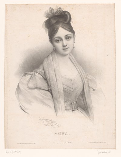 En skåpbil Anna Anna (titel på objekt) Dames met namen enligt het alfabet (serietitel) Damernas alfabet, eller samling av tjugofem fantasyporträtt (serietitel) av Henri Grevedon
