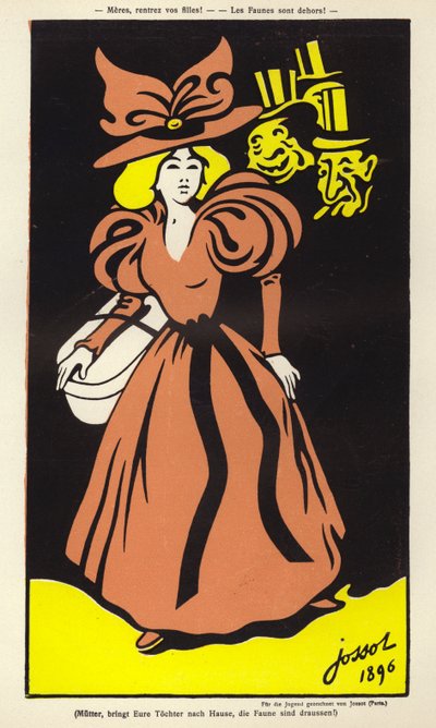 Mödrar, ta in era döttrar! Faunerna är ute! (färglitografi) av Henri Gustave Jossot