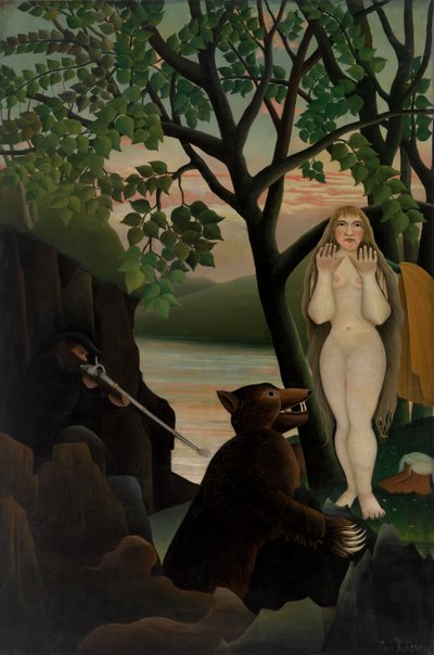 Naken och björn, 1901 av Henri J.F. 1844 1910 Rousseau