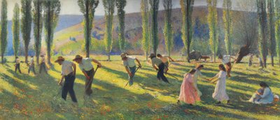 De fyra årstiderna: sommar, skördemaskinerna av Henri Jean Guillaume Martin
