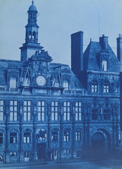 Hotel de Ville i Paris, 1853 (cyanotyp) av Henri Jean Louis Le Secq