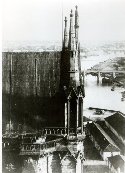 Utsikt över katedralen Notre-Dame i Paris och floden Seine, c.1853 av Henri Jean Louis Le Secq