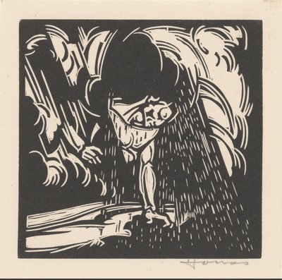 Personifiering av regnet över ett landskap av Henri Jonas (signed by artist)
