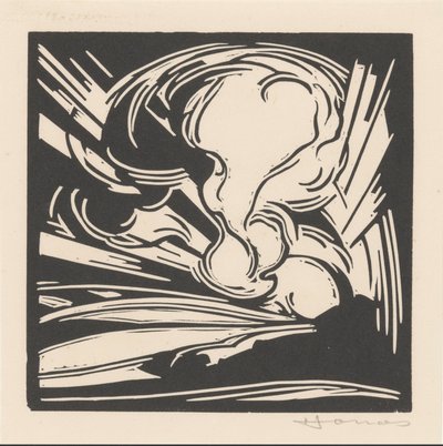 Moln och solstrålar över ett landskap av Henri Jonas (signed by artist)