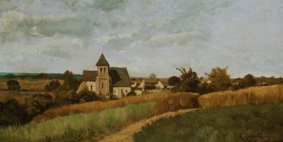 En by vid skördetid av Henri Joseph Harpignies