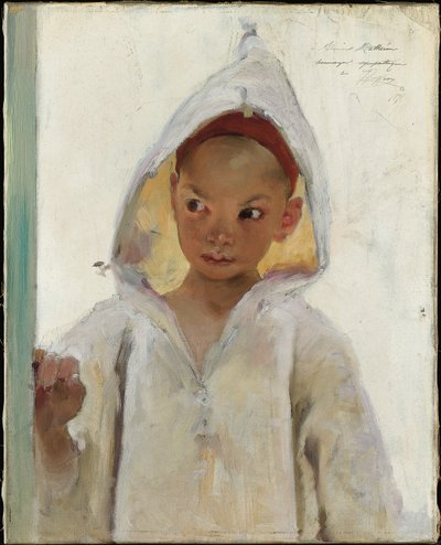 Porträtt av en ung pojke som bär en Burnous av Henri Jules Jean Geoffroy