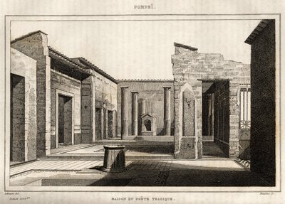 Den tragiska poetens hus, i Pompei, gravyr av Labrouste av Henri Labrouste