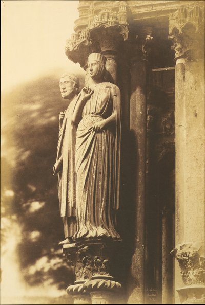 [Stora figurer på norra verandan, Chartres katedral], 1852. av Henri Le Secq