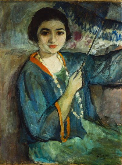 Nono med paraply; Nionde till l "Paraplyer, av Henri Lebasque