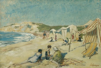 Stranden vid Pointe St. Gildas; Stranden vid Pointe St Gildas, ca 1920 av Henri Lebasque