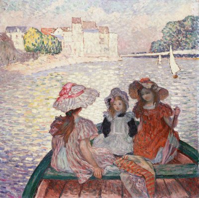 Tre flickor i en båt av Henri Lebasque