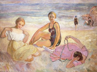 Tre kvinnor på stranden; Tre kvinnor på stranden, av Henri Lebasque