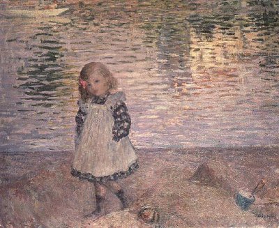 Ung flicka på stranden av Henri Lebasque