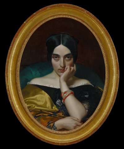 Porträtt av Clémentine (fru Alphonse) Karr av Henri Lehmann