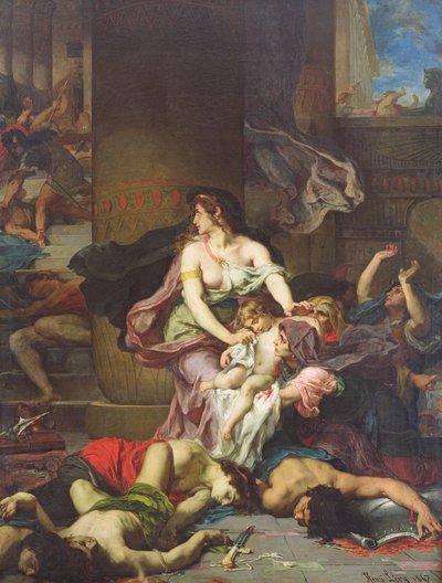 Joash räddad från massakern på den kungliga familjen, 1867 av Henri Leopold Levy