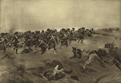 Slaget vid Quatre Bras, 1815 (gravyr) av Henri Louis Dupray