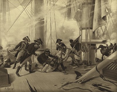 Slaget vid Trafalgar, 1805 (gravyr) av Henri Louis Dupray