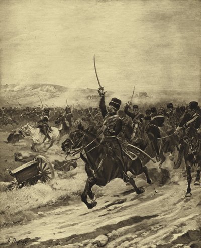Ansvaret för den lätta brigaden, slaget vid Balaclava, 1854 (gravyr) av Henri Louis Dupray