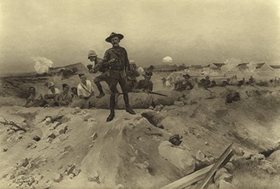 Belägringen av Mafeking, 1900 (gravyr) av Henri Louis Dupray